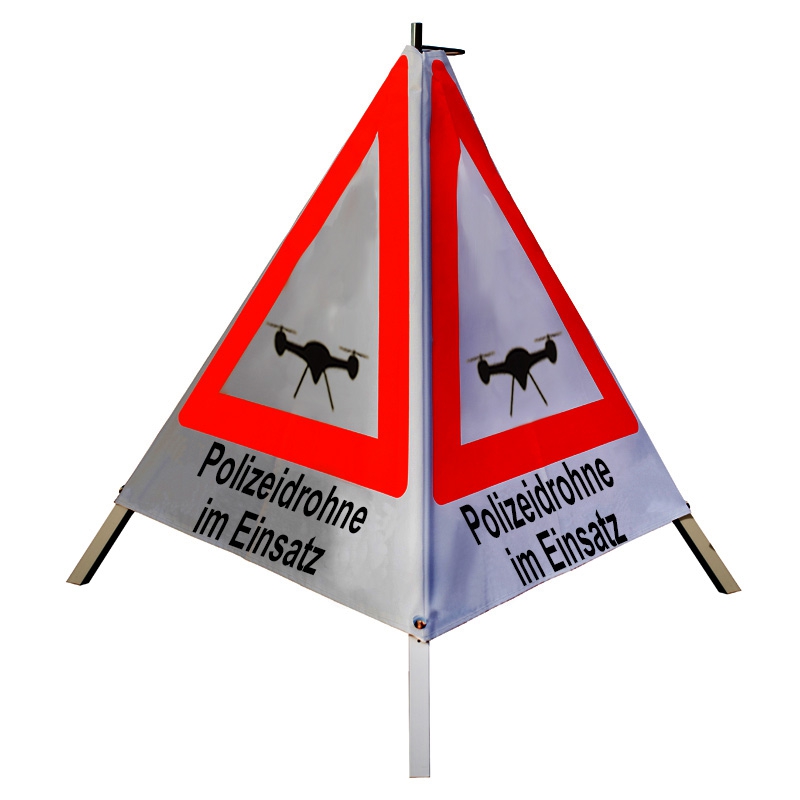 Warnpyramide/Faltsignal - Polizeidrohne im Einsatz (Sonderzeichen: Drohne)
