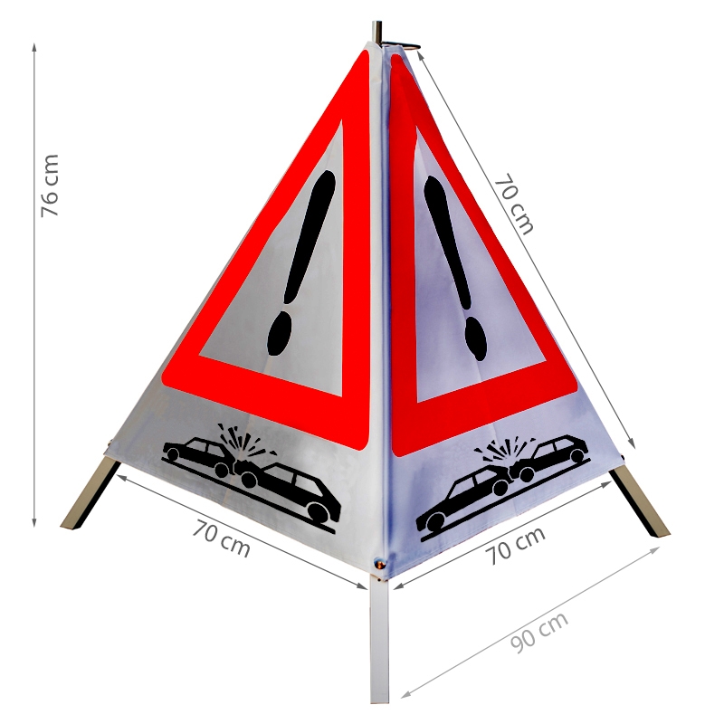 Warnpyramide/Faltsignal - Crash-Symbol - VZ101-Ausrufezeichen Warnpyramide/Faltsignal - Crash-Symbol - VZ101-Ausrufezeichen