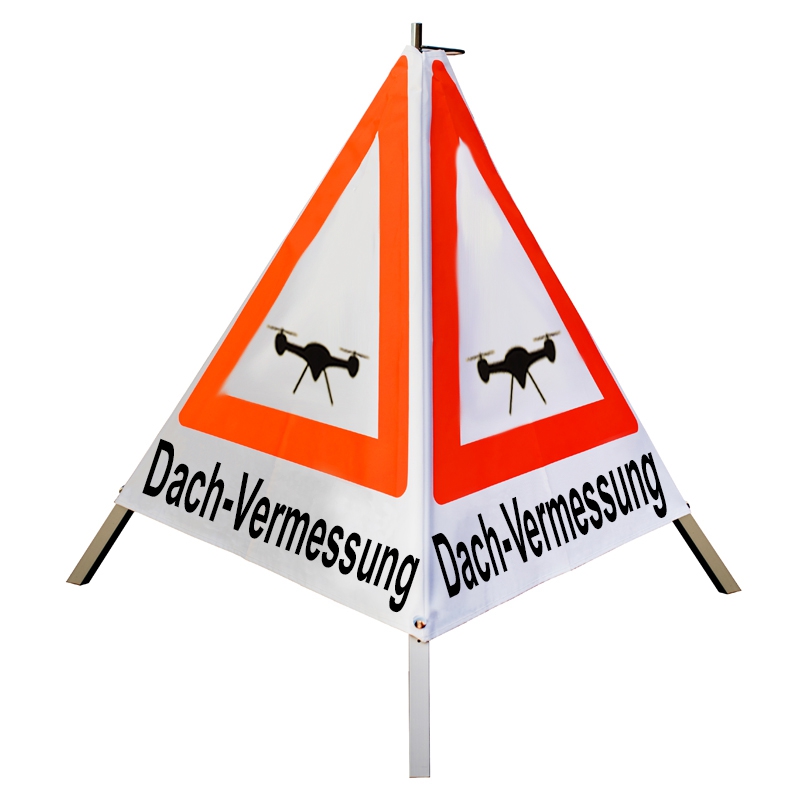 Warnpyramide/Faltsignal - Dach-Vermessung (Sonderzeichen Drohne)
