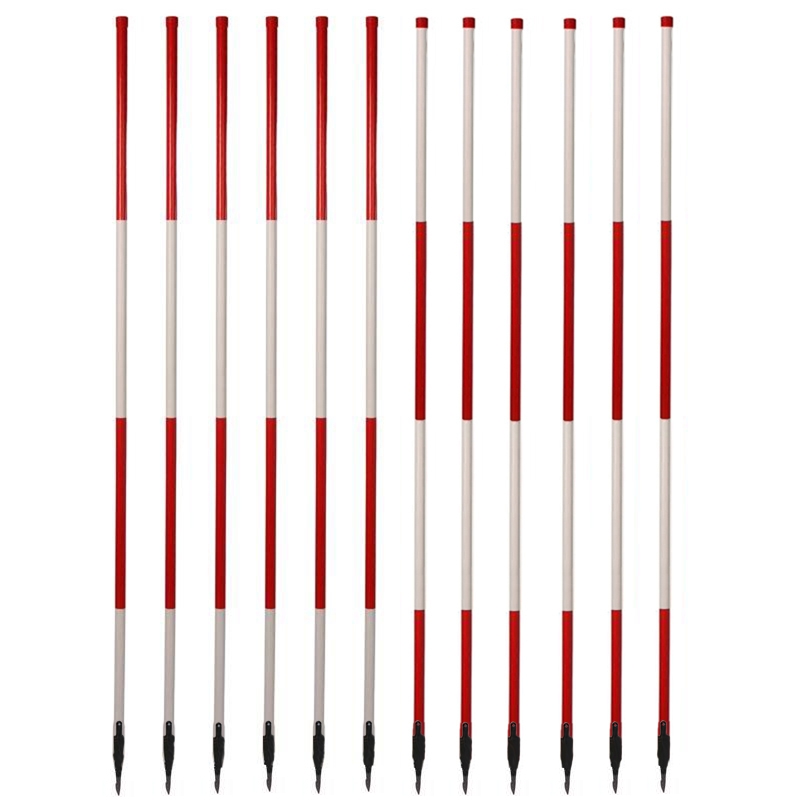 Holzfluchtstab - leicht - mit Dreilaschenspitze 3-kant (12er Pack) - rot/weiß oder weiß/rot