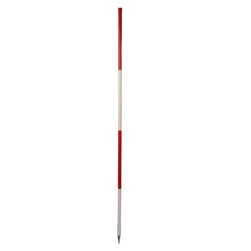 Holzfluchtstab - Bauqualität, Länge 2,00 m inkl. runder Rohrspitze, rot/weiß