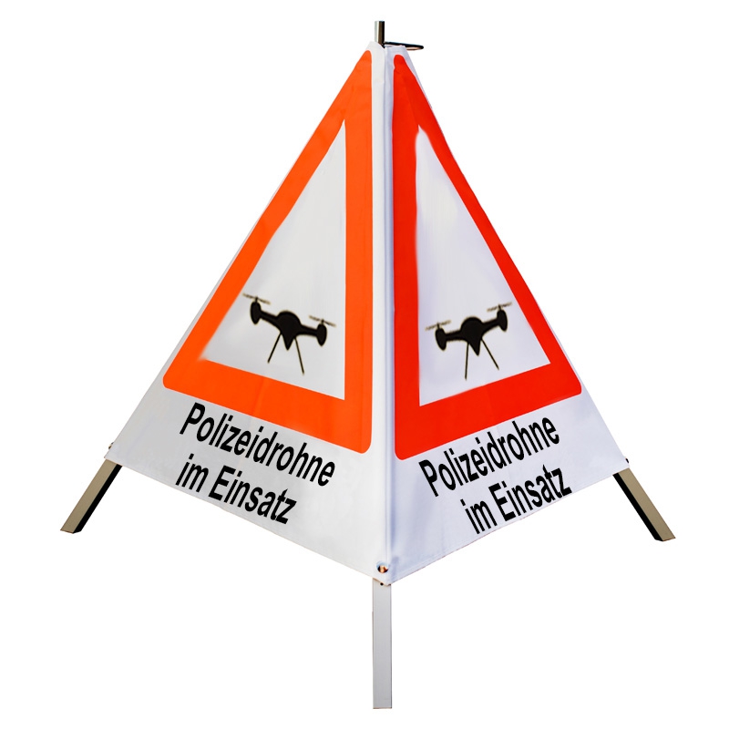 Warnpyramide/Faltsignal - Polizeidrohne im Einsatz (Sonderzeichen: Drohne)
