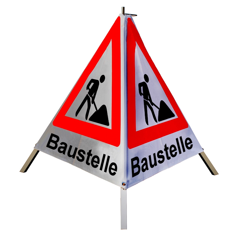 Warnpyramide/Faltsignal - Baustelle - VZ123-Schaufelmann