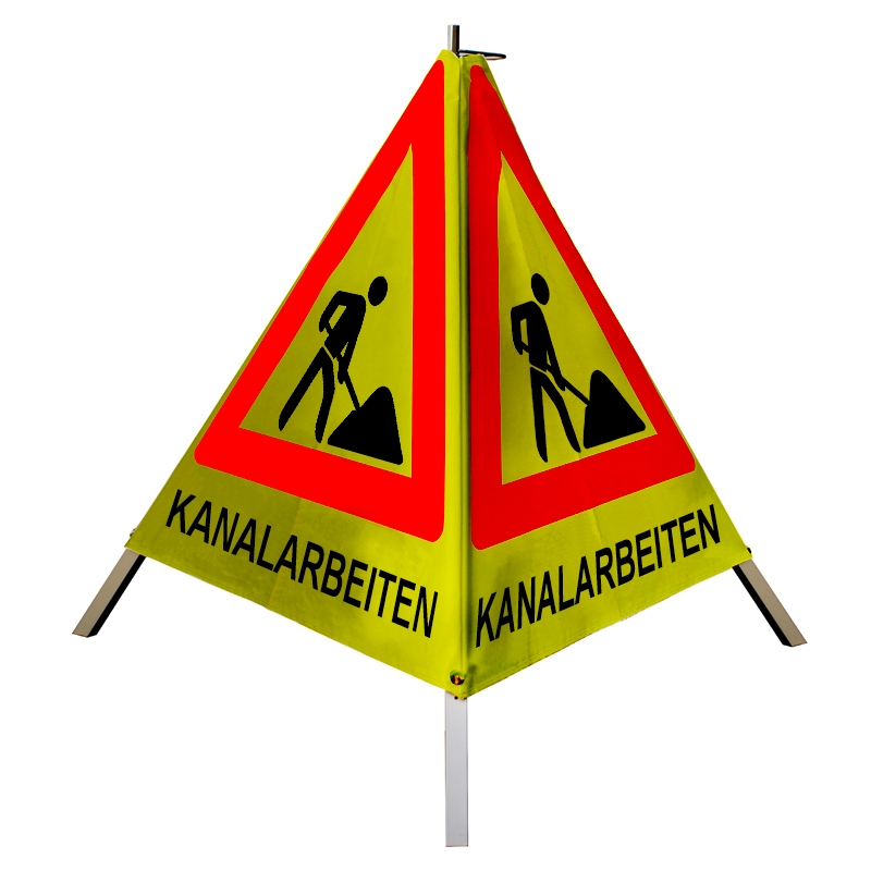 Warnpyramide/Faltsignal - KANALARBEITEN (VZ123) - KANALARBEITEN (VZ123) - ACHTUNG GEFAHR (VZ101)