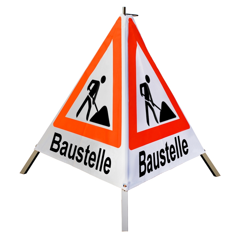 Warnpyramide/Faltsignal - Baustelle - VZ123-Schaufelmann