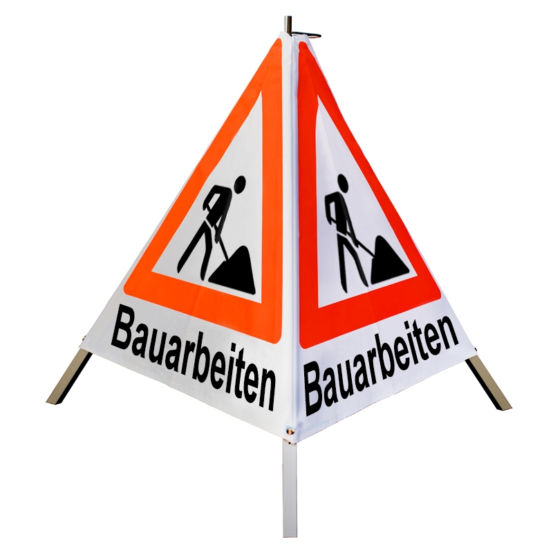 Warnpyramide/Faltsignal - Bauarbeiten - VZ123-Schaufelmann