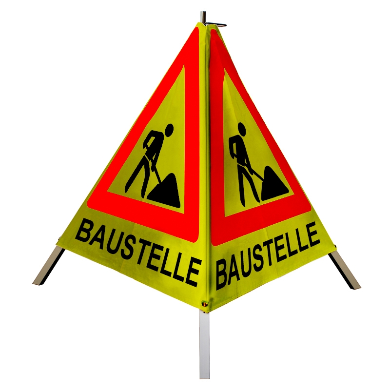 Warnpyramide/Faltsignal - BAUSTELLE -  VZ123-Schaufelmann