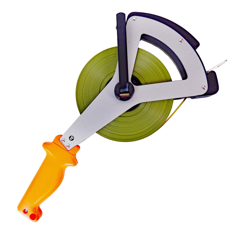 Stahl-Bandmaß 50 m Polyamid-ummantelt in Alu-V-Rahmen, Anfang "A" mm-Teilung Stahl-Bandmaß 50 m Polyamid-ummantelt in Alu-V-Rahmen, Anfang "A" mm-Teilung