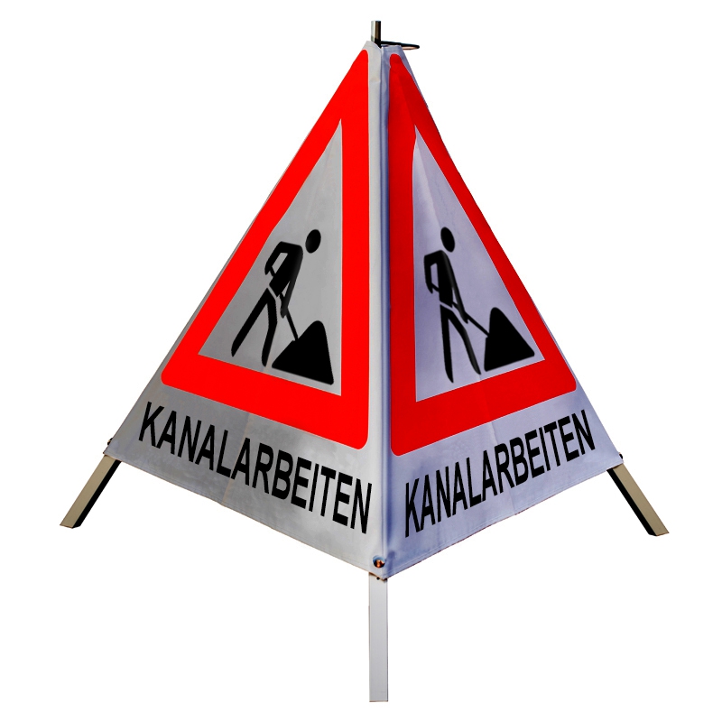Warnpyramide/Faltsignal - KANALARBEITEN - VZ123-Schaufelmann
