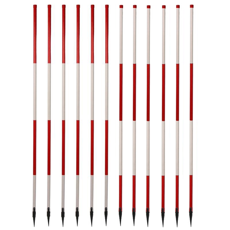Holzfluchtstab - leicht - mit Dreilaschenspitze rund (12-er Pack) - rot/weiß oder weiß/rot