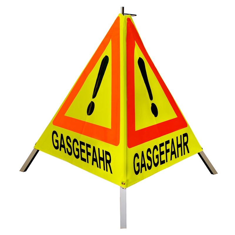 Warnpyramide/Faltsignal - GASGEFAHR - VZ101-Ausrufezeichen