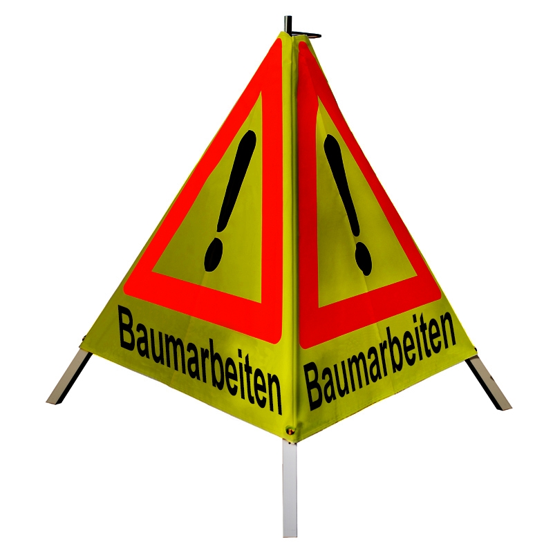 Warnpyramide/Faltsignal - Baumarbeiten - VZ101-Ausrufezeichen