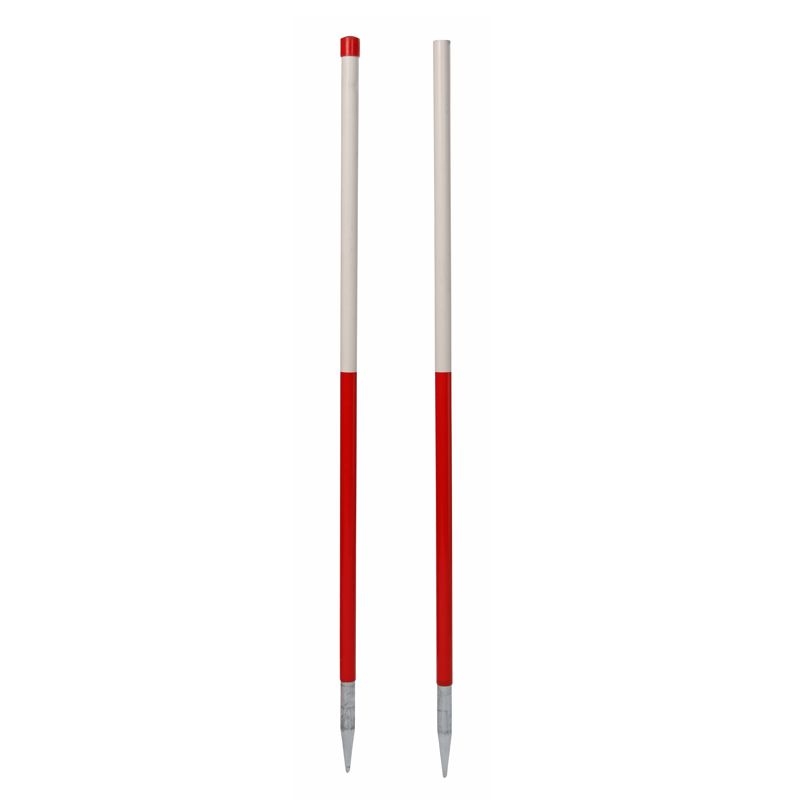 Stahlrohrfluchtstab, teilbar 2,16 m - mit 2 Spitzen - PVC Mantel - rot/weiß oder weiß/rot Stahlrohrfluchtstab, teilbar 2,16 m - mit 2 Spitzen - PVC Mantel - rot/weiß oder weiß/rot