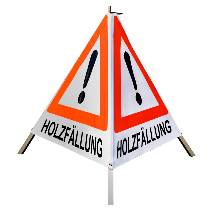 Warnpyramide/Faltsignal - HOLZFÄLLUNG - VZ101-Ausrufezeichen