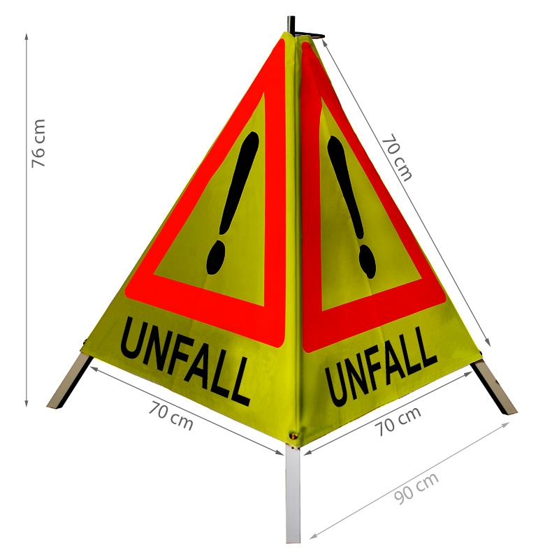 Warnpyramide/Faltsignal Achtung(VZ101) MÄHARBEITEN 90cm - retro Warnpyramide/Faltsignal Achtung(VZ101) MÄHARBEITEN 90cm - retro