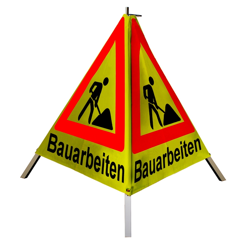 Warnpyramide/Faltsignal - Bauarbeiten - VZ123-Schaufelmann