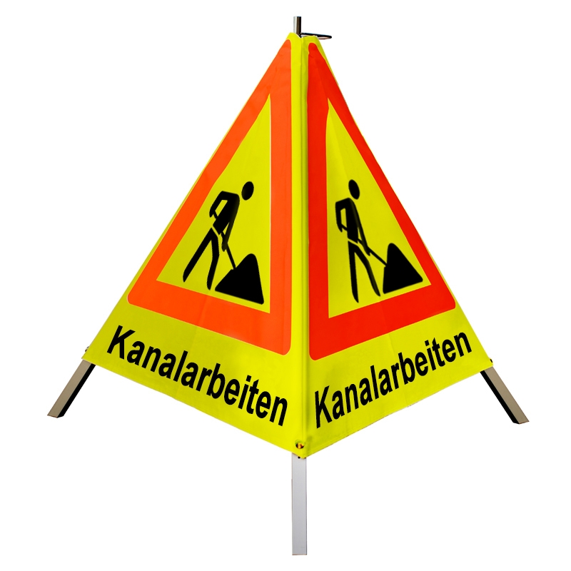 Warnpyramide/Faltsignal - Kanalarbeiten - VZ123-Schaufelmann