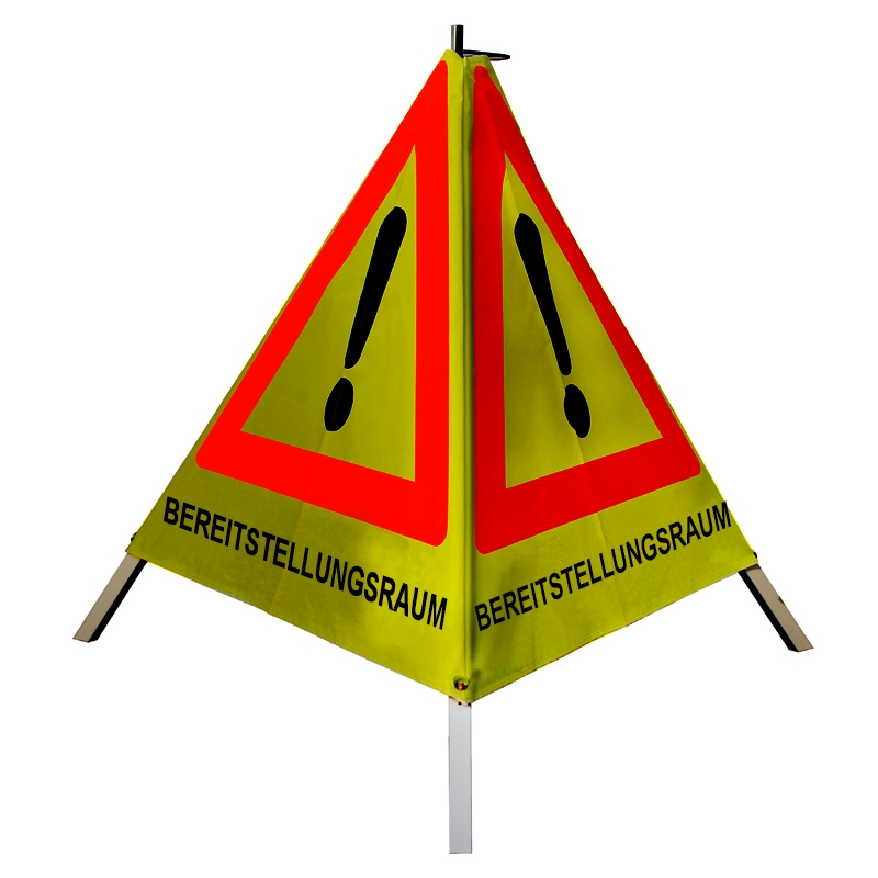 Warnpyramide/Faltsignal - BEREITSTELLUNGSRAUM - VZ101-Ausrufezeichen