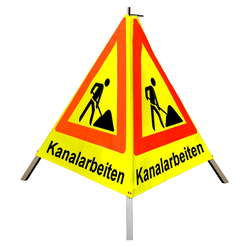 Warnpyramide/Faltsignal - Kanalarbeiten - VZ123-Schaufelmann