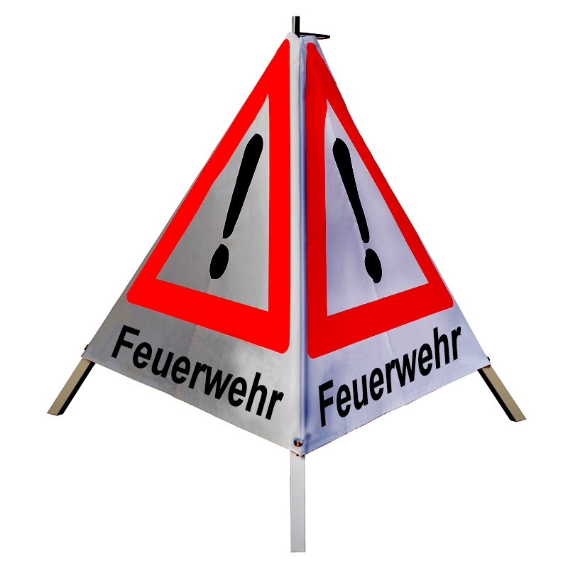 Warnpyramide/Faltsignal - Feuerwehr - VZ101-Ausrufezeichen