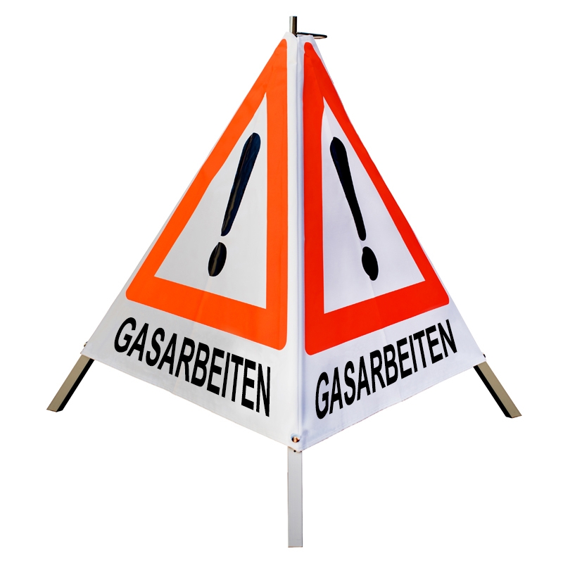 Warnpyramide/Faltsignal - GASARBEITEN - VZ101-Ausrufezeichen