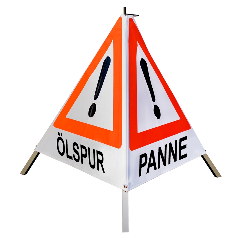 Warnpyramide/Faltsignal - ÖLSPUR / PANNE / UNFALL - VZ101-Ausrufezeichen