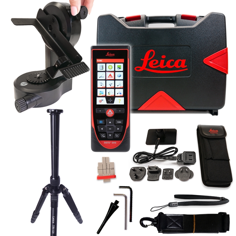 Laserentfernungsmesser DISTO™ S910 von Leica – SET mit Stativ TRI120 & Adapter FTA360-S + Zieltafel