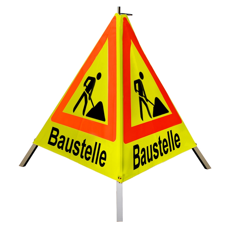 Warnpyramide/Faltsignal - Baustelle - VZ123-Schaufelmann