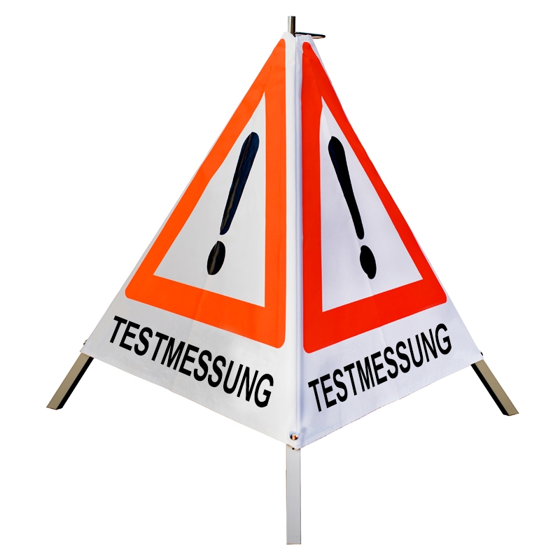 Warnpyramide/Faltsignal - TESTMESSUNG - VZ101-Ausrufezeichen