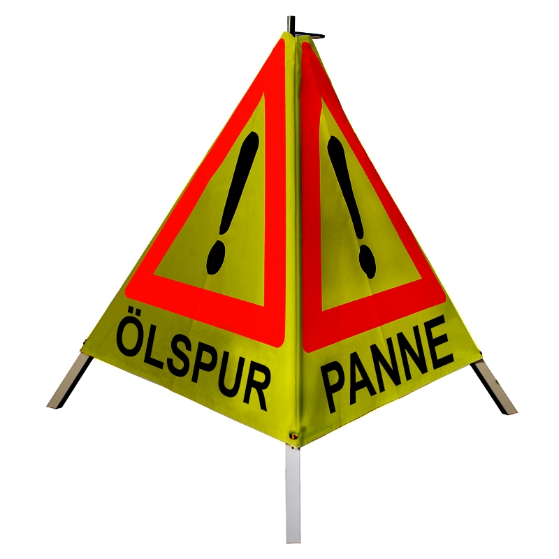 Warnpyramide/Faltsignal - ÖLSPUR / PANNE / UNFALL - VZ101-Ausrufezeichen