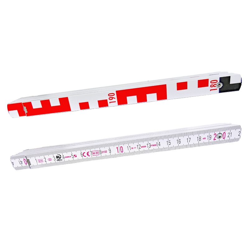 Nivellierzollstock 2 m, Transportlänge 24,0 cm, 16 mm breit, E-Teilung / mm-Teilung