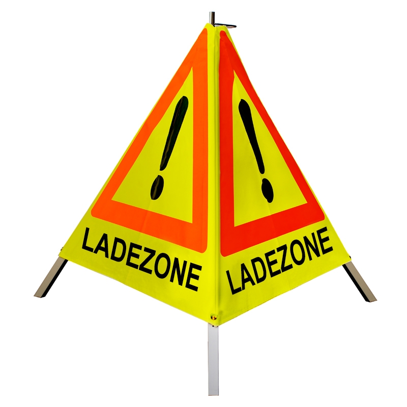Warnpyramide/Faltsignal - LADEZONE - VZ101-Ausrufezeichen
