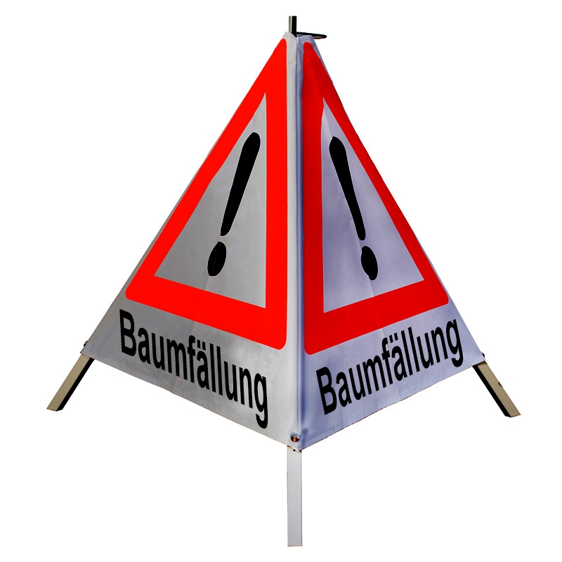 Warnpyramide/Faltsignal - Baumfällung - VZ101-Ausrufezeichen