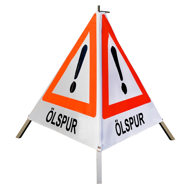 Warnpyramide/Faltsignal - ÖLSPUR - VZ101-Ausrufezeichen