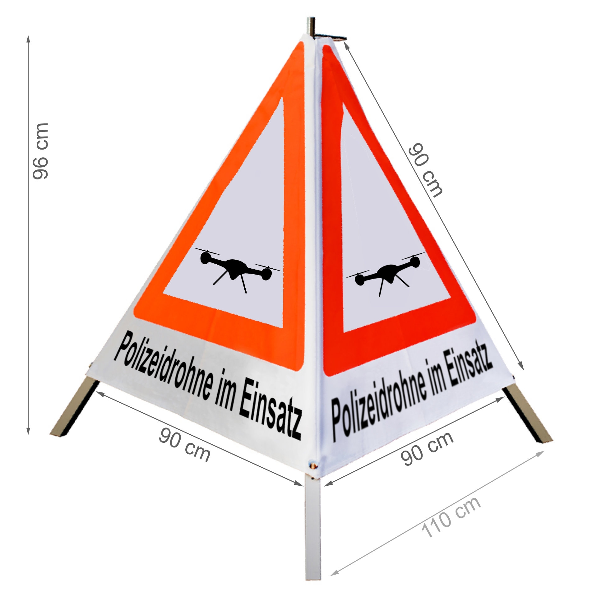 Warnpyramide/Faltsignal - Polizeidrohne im Einsatz (Sonderzeichen: Drohne)
