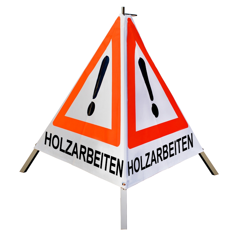 Warnpyramide/Faltsignal - HOLZARBEITEN - VZ101-Ausrufezeichen