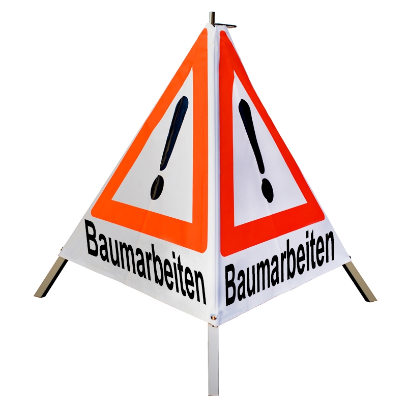 Warnpyramide/Faltsignal - Baumarbeiten - VZ101-Ausrufezeichen