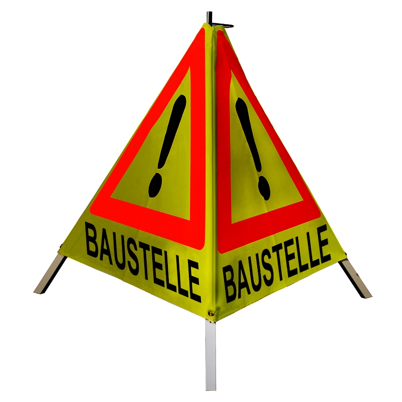 Warnpyramide/Faltsginal - BAUSTELLE - VZ101-Ausrufezeichen