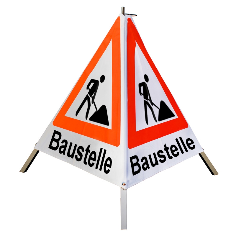 Warnpyramide/Faltsignal - Baustelle - VZ123-Schaufelmann