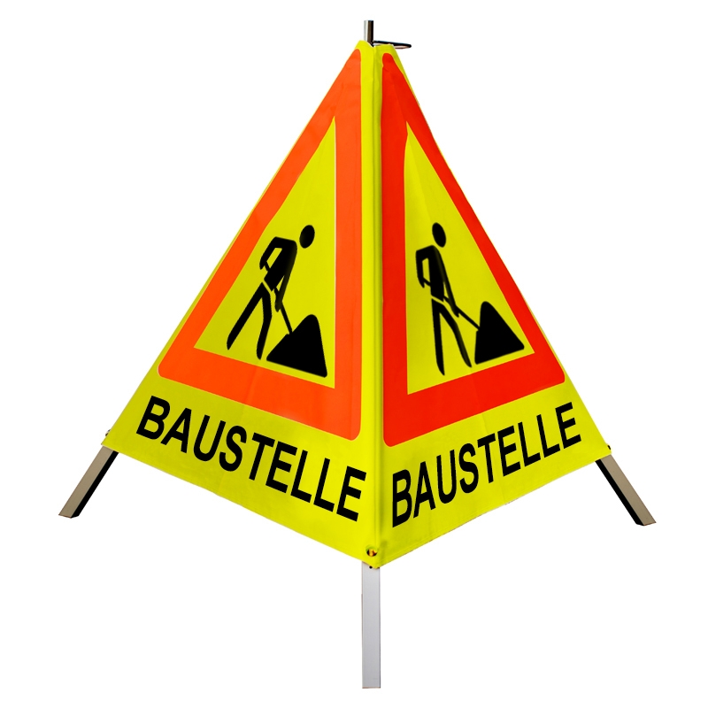 Warnpyramide/Faltsignal - BAUSTELLE -  VZ123-Schaufelmann