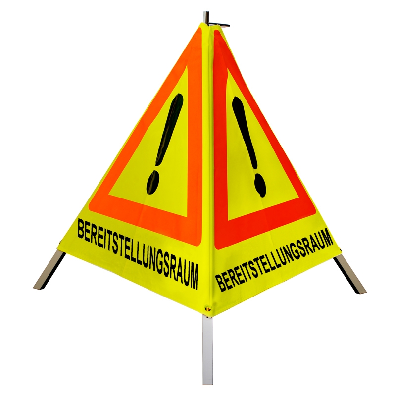 Warnpyramide/Faltsignal - BEREITSTELLUNGSRAUM - VZ101-Ausrufezeichen