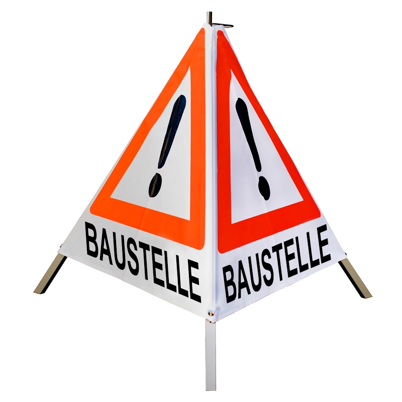 Warnpyramide/Faltsginal - BAUSTELLE - VZ101-Ausrufezeichen