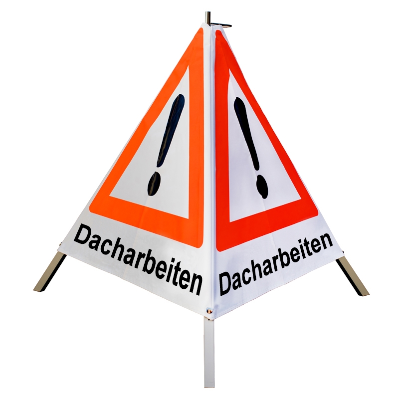 Warnpyramide/Faltsignal - Dacharbeiten - VZ101-Ausrufezeichen