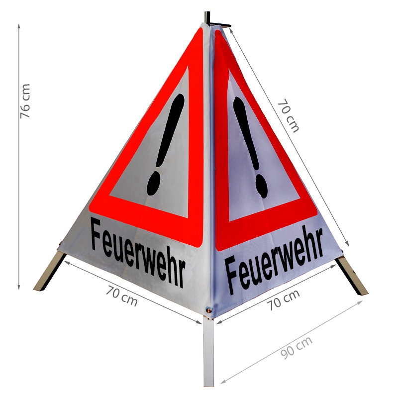 Warnpyramide/Faltsignal - Feuerwehr - VZ101-Ausrufezeichen