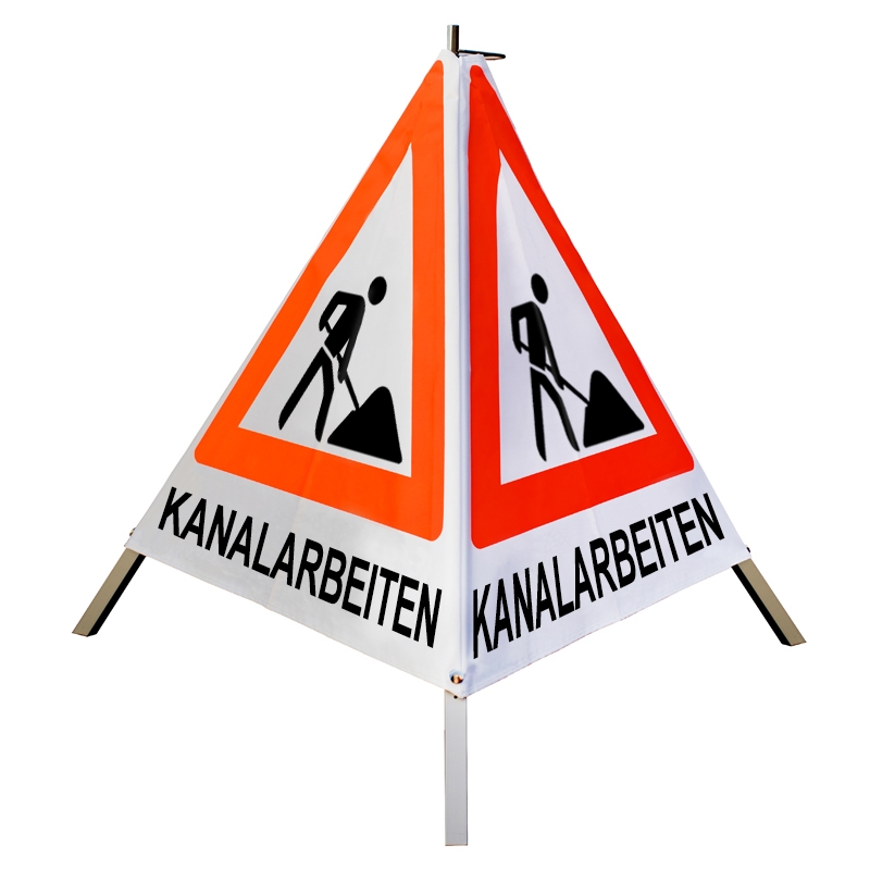 Warnpyramide/Faltsignal - KANALARBEITEN - VZ123-Schaufelmann