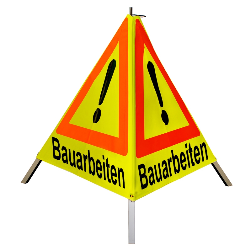 Warnpyramide/Faltsignal - Bauarbeiten - VZ101-Ausrufezeichen