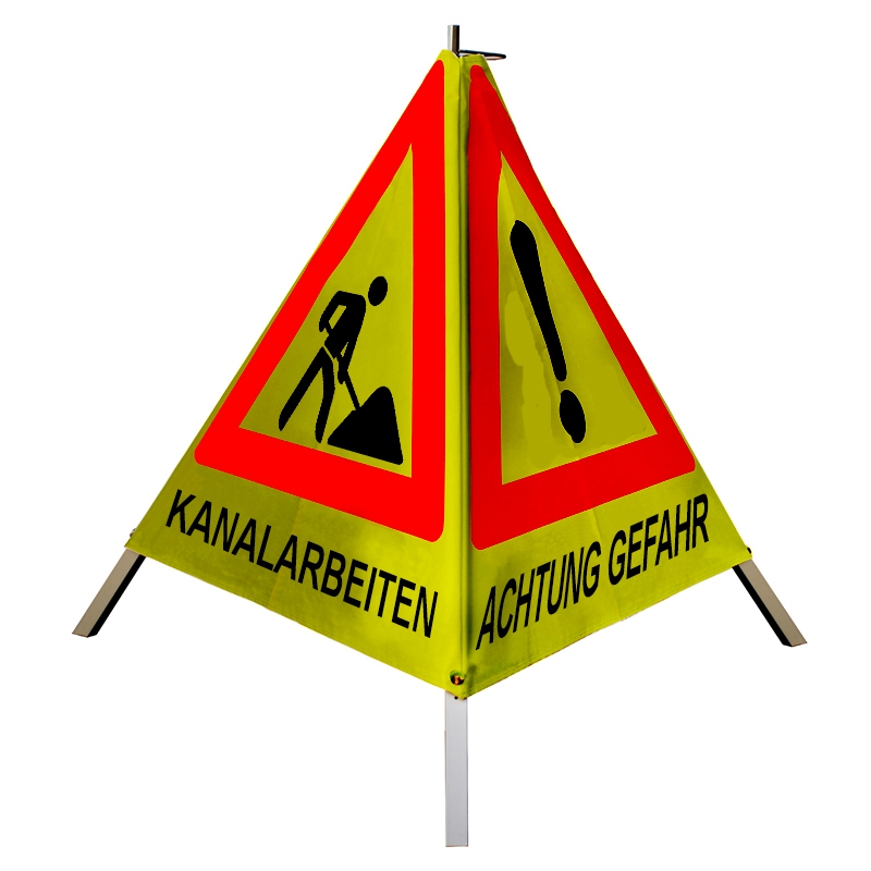 Warnpyramide/Faltsignal - KANALARBEITEN (VZ123) - KANALARBEITEN (VZ123) - ACHTUNG GEFAHR (VZ101)