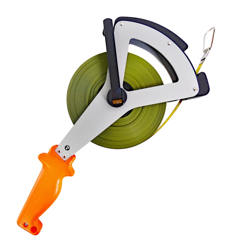 Stahl-Bandmaß 50 m Polyamid-ummantelt in Alu-V-Rahmen, Anfang "A" cm-Teilung Stahl-Bandmaß 50 m Polyamid-ummantelt in Alu-V-Rahmen, Anfang "A" cm-Teilung