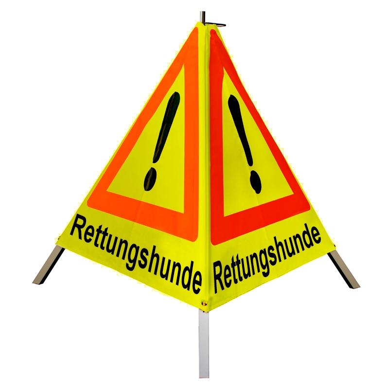 Warnpyramide/Faltsignal - Rettungshunde - VZ101 Ausrufezeichen
