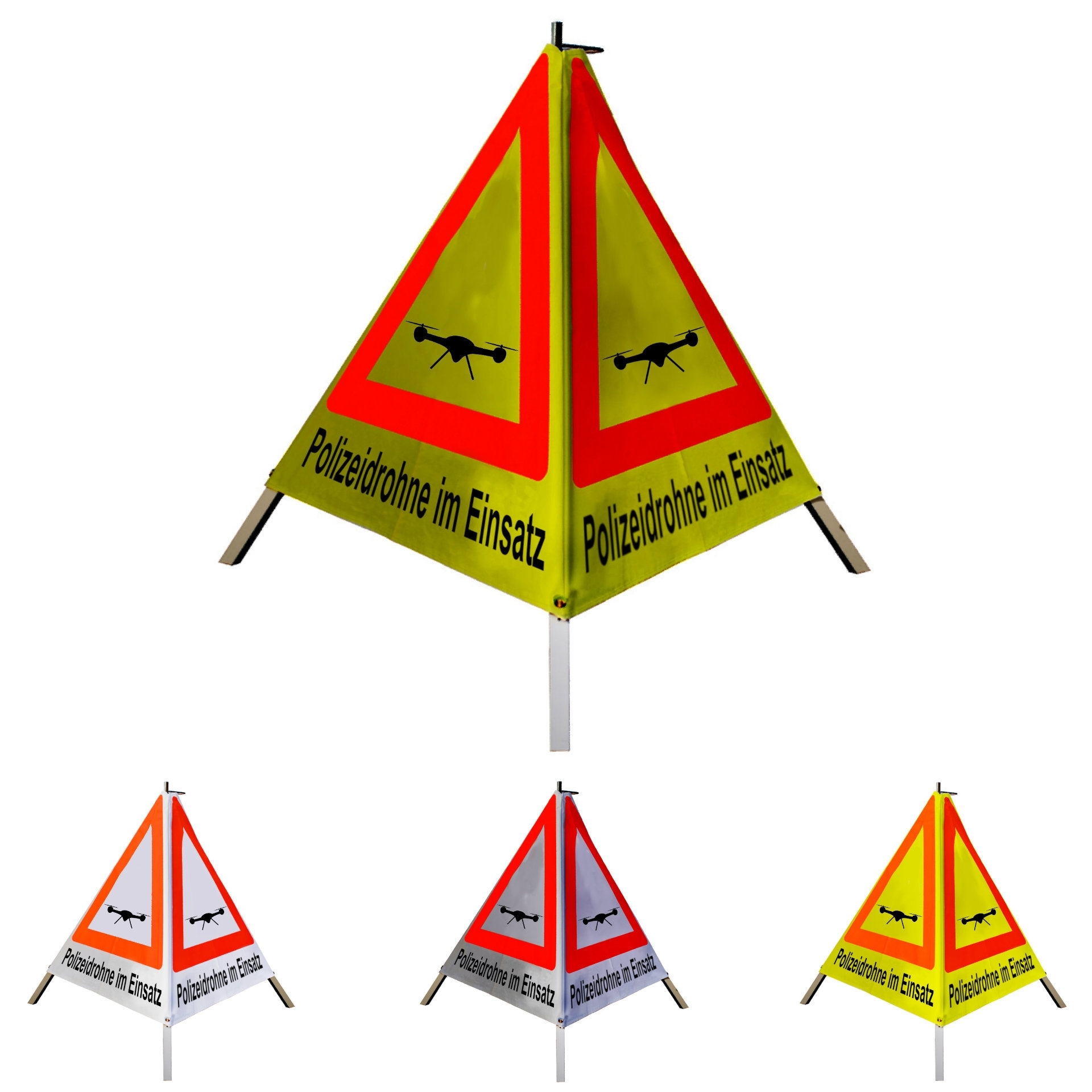 Warnpyramide/Faltsignal - Polizeidrohne im Einsatz (Sonderzeichen: Drohne)